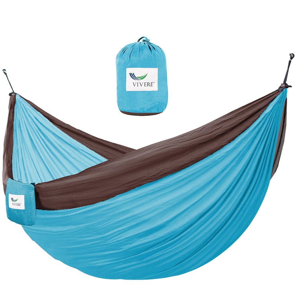 Vivere 10 ft. Nylon Outdoor Camping Hammock Parachute in Chocolate and