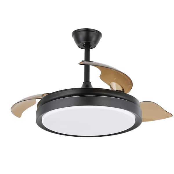 Oaks Aura Oaksville 42in. LED Indoor Black 6-Speed Classic Retractable Ceiling Fan With Light, Light Memory and Remote Control