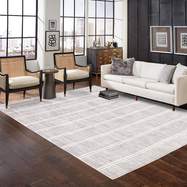 6 ft. x 9 ft. Light Gray Stonehurst Plaid Area rug