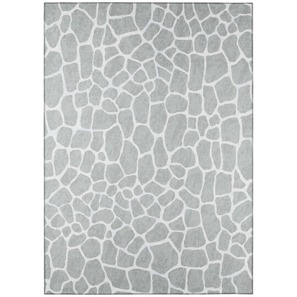 Safari Grey 5 ft. x 7 ft. 6 in. Indoor/Outdoor Washable Indoor/Outdoor Wash
