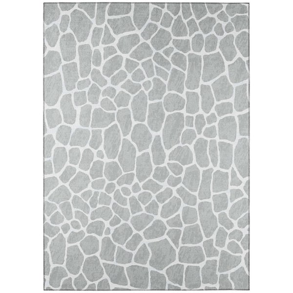 Addison Rugs Safari Grey 9 ft. x 12 ft. Indoor/Outdoor Washable Indoor ...