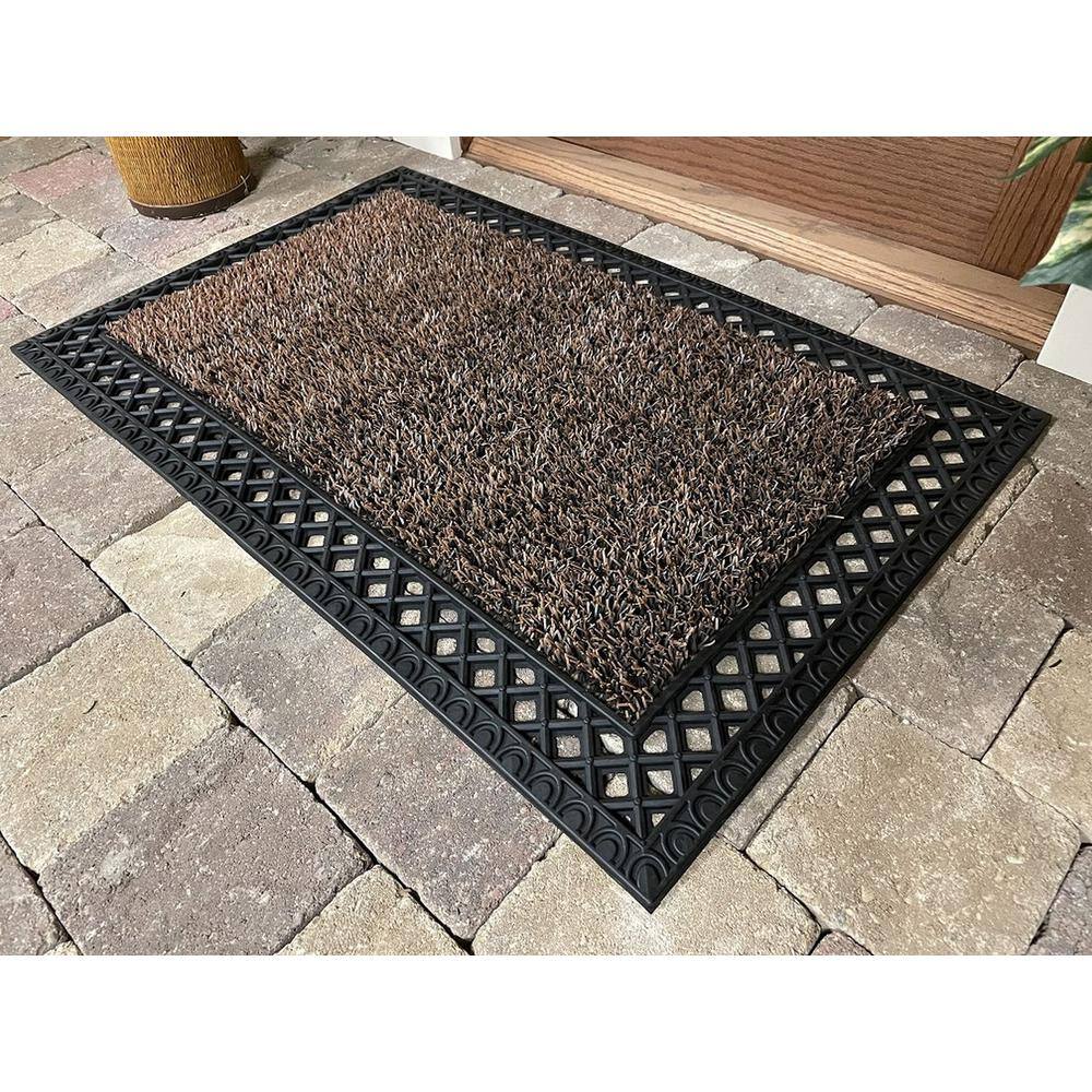 Sandbar Brown Rubber Outdoor Entrance Doormat with Edge Embellishment