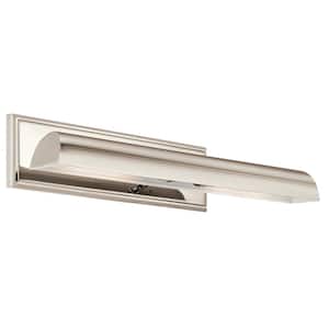 Carston 24.25 in. 2-Light Polished Nickel LED Hallway Indoor Wall Sconce Picture Light with Adjustable Arm