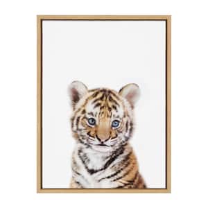 Sylvie "Baby Tiger Portrait" by Amy Peterson Art Studio Framed Canvas Wall Art 18 in. x 24 in.