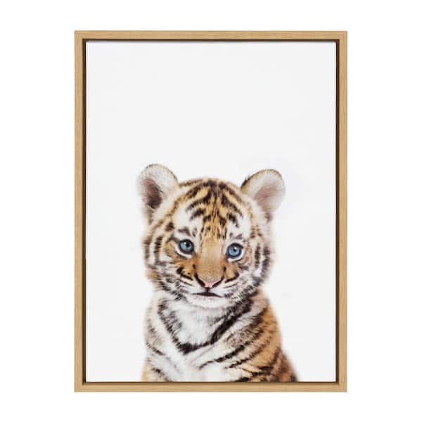 Kate and Laurel Sylvie "Baby Tiger Portrait" by Amy Peterson Art Studio Framed Canvas Wall Art 18 in. x 24 in.