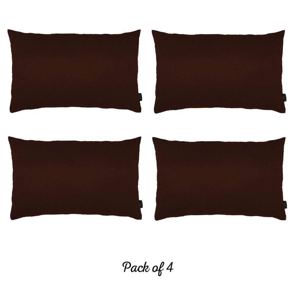 Brown Polyester Lumbar Pillow Covers Set of 4