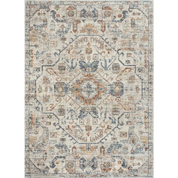 Shaemus Cream/Terra 4 ft. x 6 ft. Bohemian Medallion Low-Pile Machine-Washable Area Rug