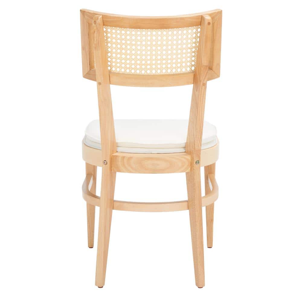 Natural Wood and Cane Upholstered Side Chair