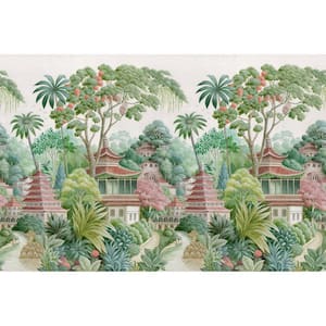 Multi Ornate Pagoda Landscape Print Non Woven Non-Pasted Textured Wallpaper 57 sq. ft.