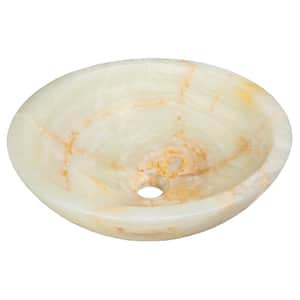 Round Stone Vessel Sink in White Translucent Onyx