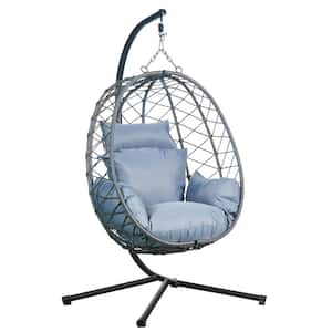 Summit Modern Outdoor Single Person Porch Swing Chair in Grey Metal Frame with Removable Cushions, Charcoal
