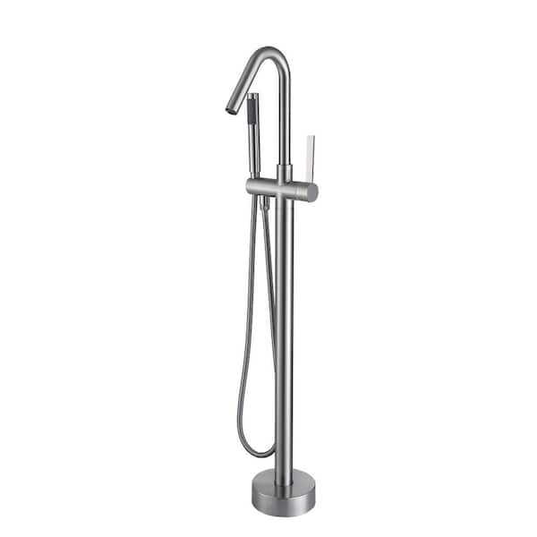 Maincraft Single-Handle Freestanding Bathtub Faucet Filter with Handheld Shower in Brushed Nickel
