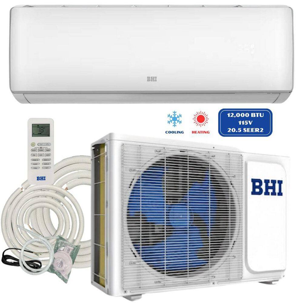 BHI 12,000 BTU 115-Volt, 20.5 SEER2, 600 sq.ft. Ductless Mini Split Air ...