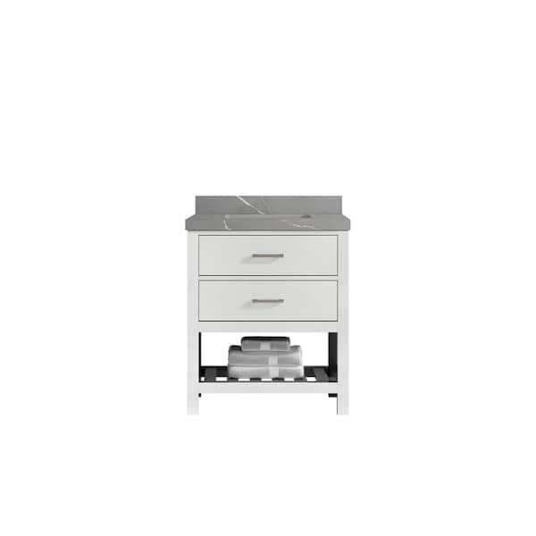 Willow Collections Parker 30 in. W x 22 in. D x 36 in. H Bath Vanity in White with 2 in. Piatra Quartz Top