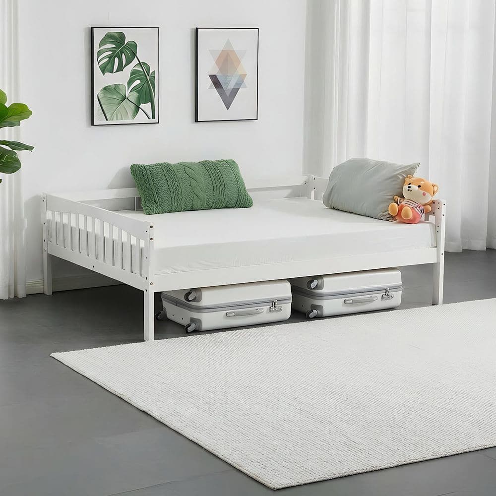 White Twin Size Wood Daybed with Light Strip, Charging Station and Side Rails, for Kids and Adults price history on PriceWatchPro