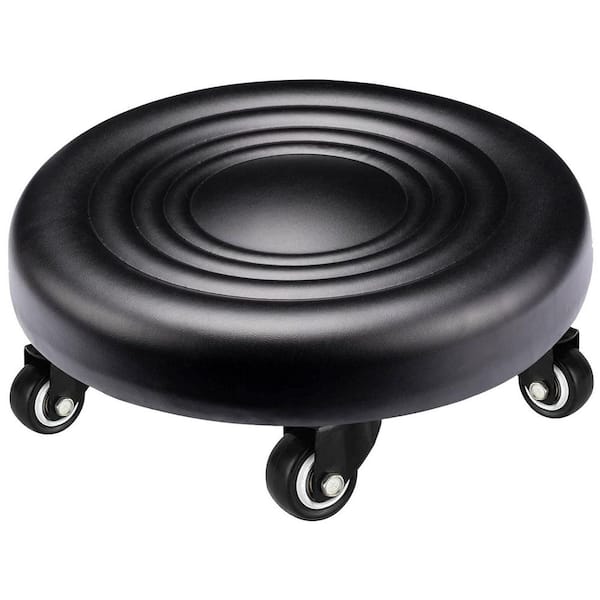 Rolling Stool Low Profile Waterproof Roller Seat with 5 Swivel Caster Wheels for Home Office Garage Black