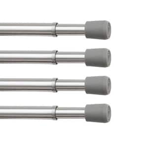 Fast Fit No Tools 28 in. - 48 in. Adjustable Spring Tension Curtain Rod, 7/16 in. Dia. in Chrome Silver, Set of 4