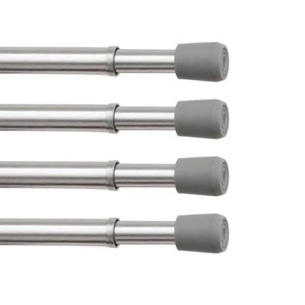 Fast Fit No Tools 28 in. - 48 in. Adjustable Spring Tension Curtain Rod, 7/16 in. Dia. in Chrome Silver, Set of 4