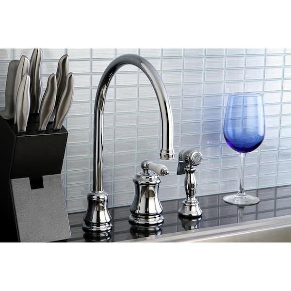 Restoration Single-Handle Standard Kitchen Faucet with Side Sprayer in Polished Chrome