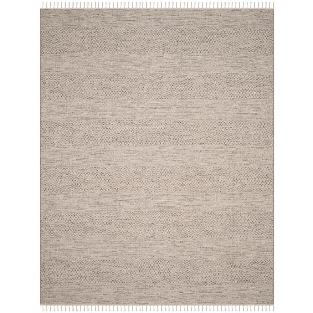 Ivory and Steel Grey Handwoven Cotton Area Rug