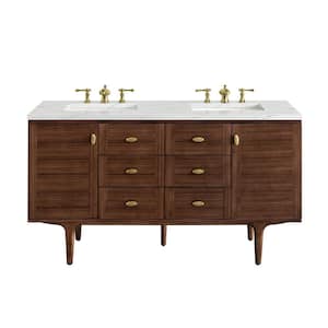 Amberly 60.0 in. W x 23.5 in. D x 34.7 in . H Bathroom Vanity in Mid-Century Walnut with Ethereal Noctis Quartz Top