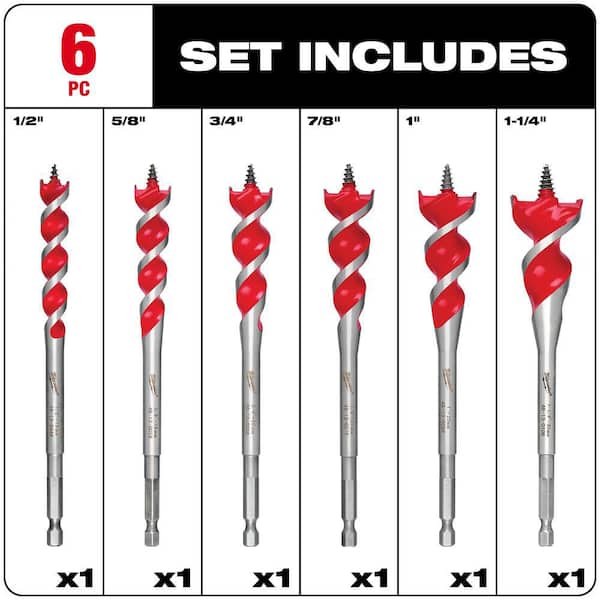Auger Speed Feed Wood Bit Set (6-Piece)