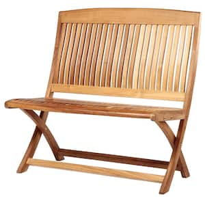 Colorado 54 in. 2-Person Natural Teak Wood Outdoor Patio Foldable Bench