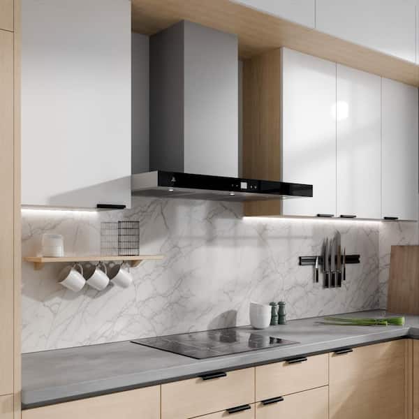 36 in. Convertible Vent Wall Mounted Range Hood 600 CFM Gesture Sensing in Stainless Steel with Baffle Filter and Lamp