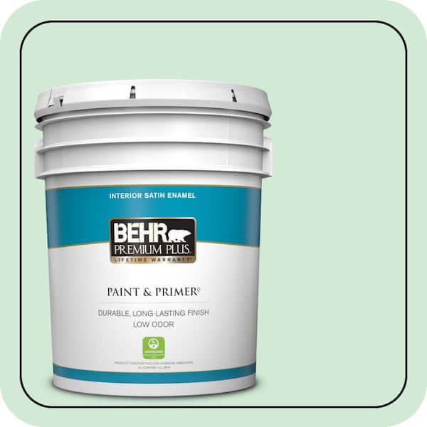 BEHR PREMIUM PLUS 5 gal. #460C-3 Venetian Pearl Satin Enamel Low Odor Interior Paint & Primer