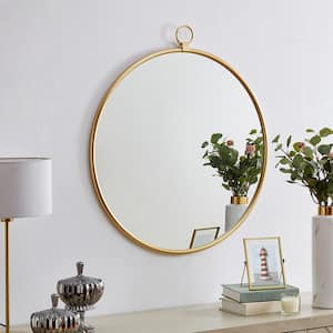 Medium Round Gold Modern Mirror (36 in. H x 1 in. W)