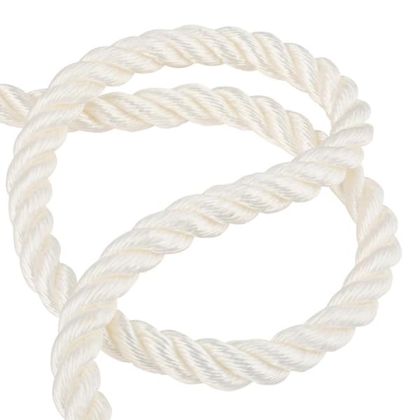 White 1/4 Inch Nylon Rope 450 Ft Solid Braid Boating Camping Climbing Line