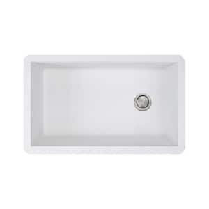 Radius Undermount Granite 32 in. Single Bowl Kitchen Sink in White
