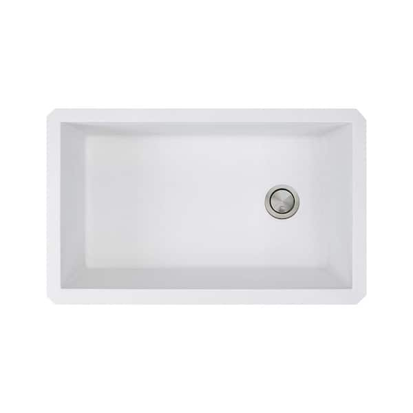 Transolid Radius Undermount Granite 32 in. Single Bowl Kitchen Sink in White