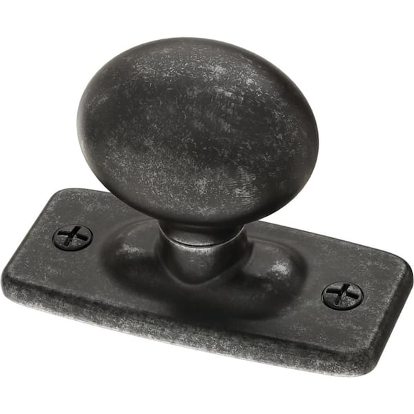 Liberty Iron Craft 1-1/4 in. (32 mm) Distressed Iron Cabinet Knob with Backplate