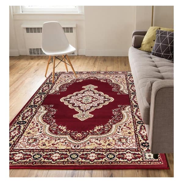Well Woven Miami Tehran Medallion Red 9 ft. x 13 ft. Area Rug