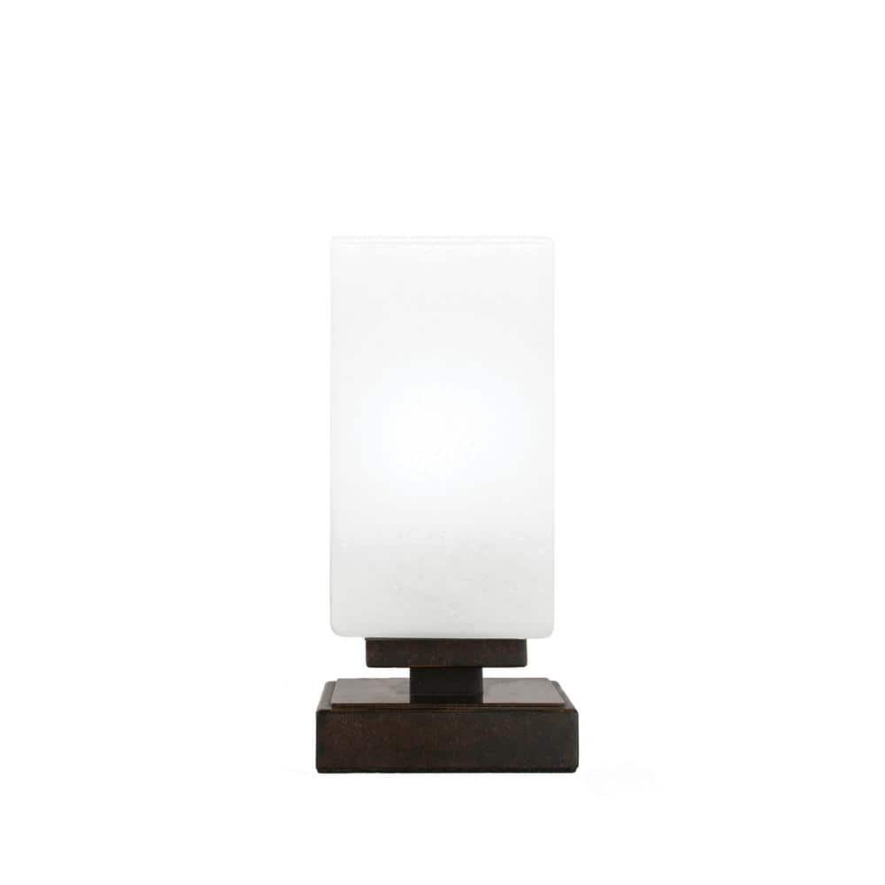 Quincy 8.5 in. Dark Granite Bedside Accent Lamp with 3.5 Square White Ma