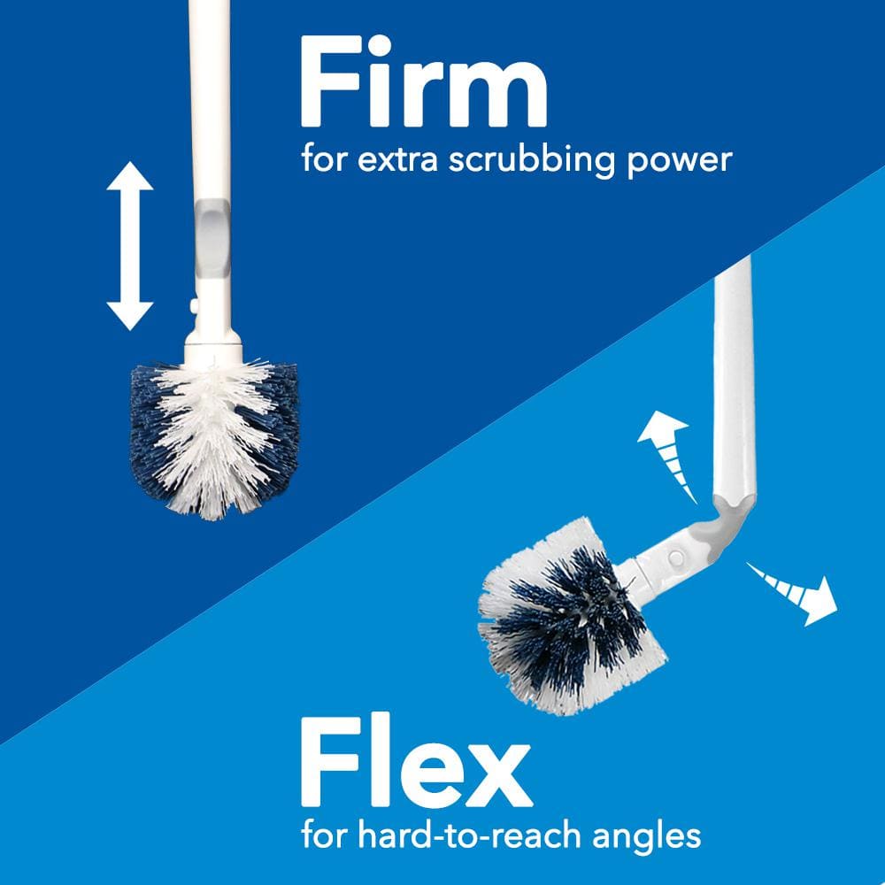 White and Gray No-Drip Toilet Brush Set with Caddy