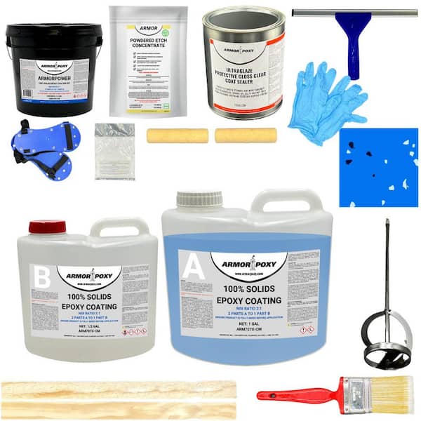 ARMORPOXY 1.5 gal. Blue Gloss 2-Part 300 sq.ft. Epoxy Kit Interior Industrial Concrete Basement & Garage Epoxy Floor Paint Kit