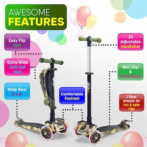 3-Wheel Child Toddler Toy Scooter with LED Wheel Lights (2-Pack)