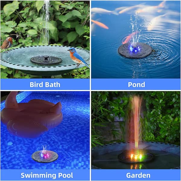 Cubilan 4-Watt Solar Fountain Bird Bath Fountains Pump Upgraded Glass Panel Solar Powered Water Fountains