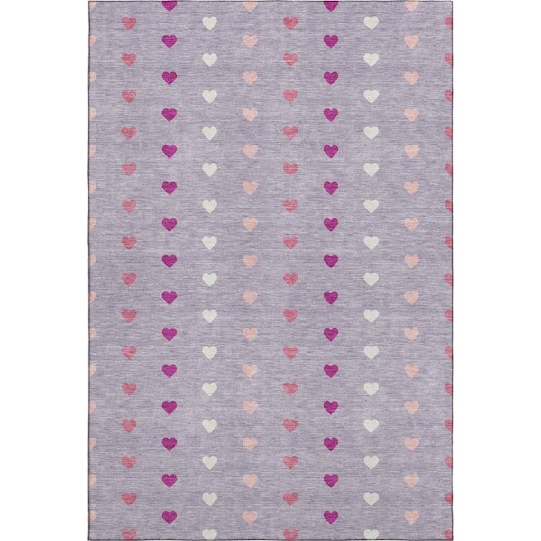 Mayfield Premium Machine Washable Abstract AMF2510 Lavender 3 ft. x 5 ft. Area Rug