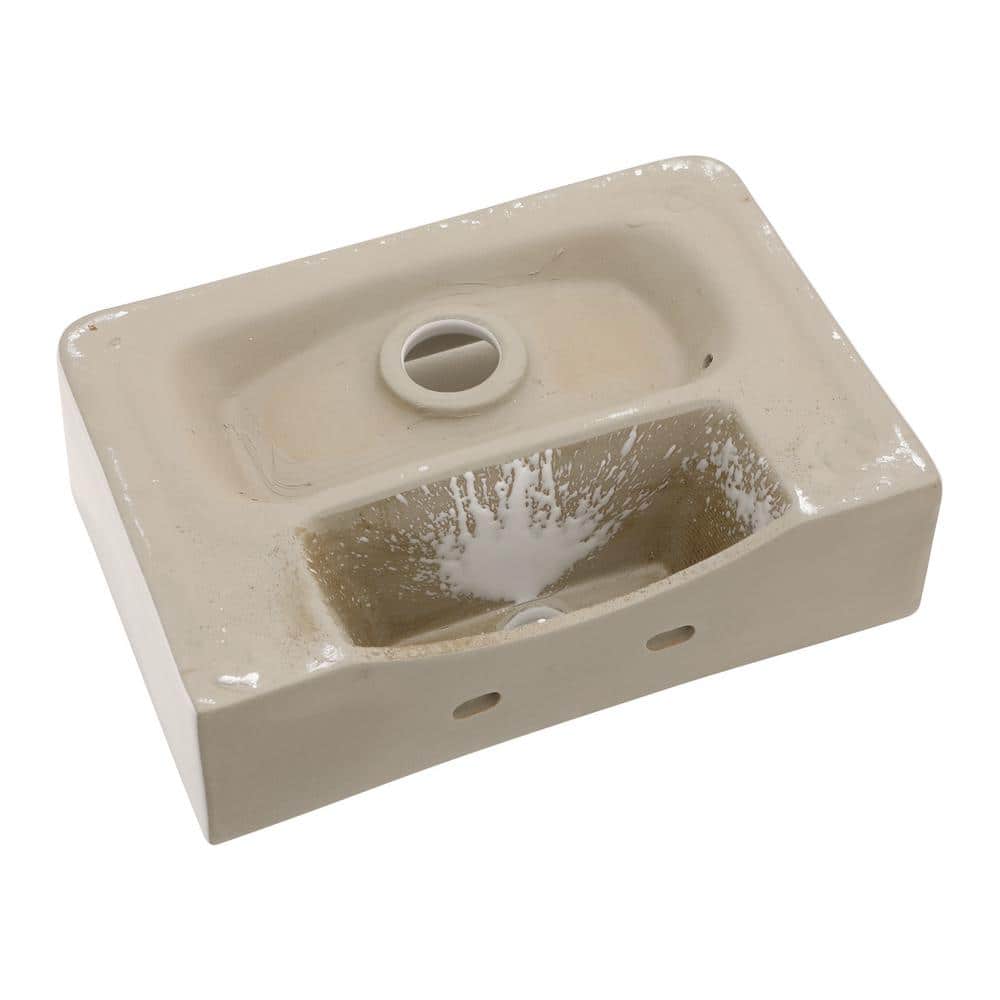 White Ceramic Rectangular Wall-Mount Bathroom Sink