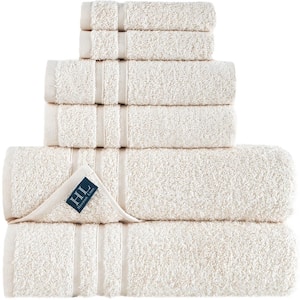 6-Piece Beige Turkish Cotton Bath Towel Set