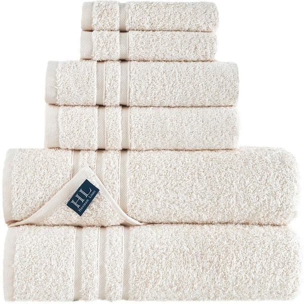 Hawmam Linen 6-Piece Beige Turkish Cotton Bath Towel Set