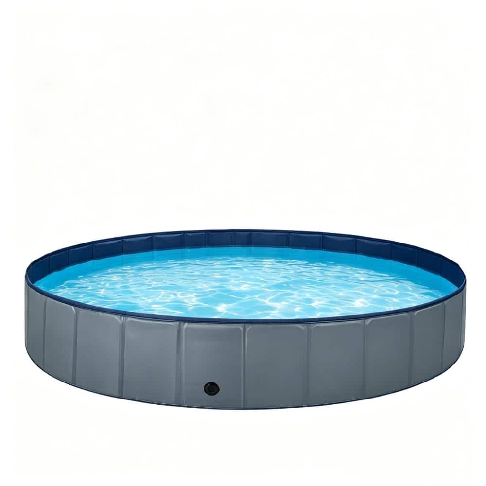 71 in. Round 12 in. Deep Kiddie Pool,Foldable Dog Pet Bath Pool
