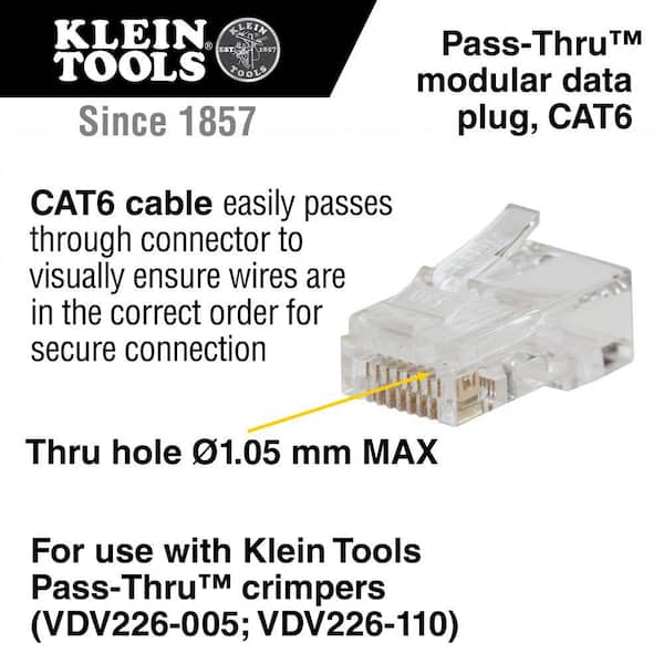 Klein Tools Pass-Thru Modular Data Plug CAT6 (10-Pack) VDV826-729 - The  Home Depot