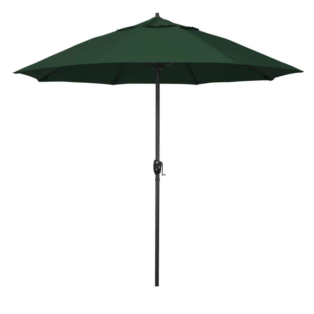 9 ft. Bronze Aluminum Market Patio Umbrella with Fiberglass Ribs and Auto Tilt in Forest Green Sunbrella price history on PriceWatchPro