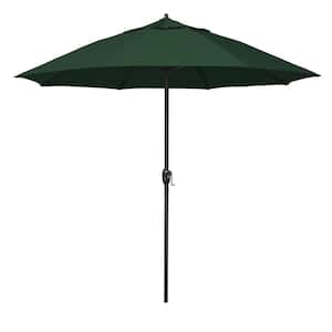 9 ft. Bronze Aluminum Market Patio Umbrella with Fiberglass Ribs and Auto Tilt in Forest Green Sunbrella