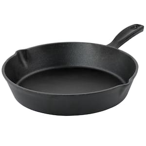 Castaway 10 in. Round Cast Iron Frying Pan with Pouring Spouts