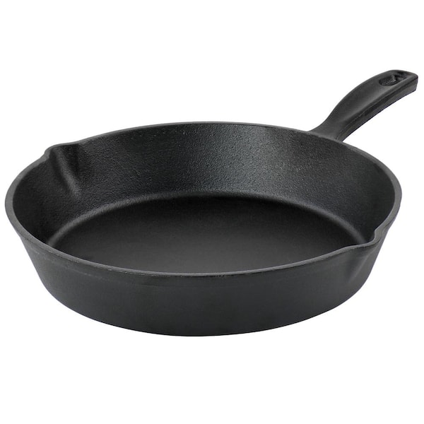 Nutrichef 10inch and 12inch Pre-Seasoned Cast Iron Skillet - Non-Stick Cooking Pan with Assist Silicone Handle (2-Piece Set)